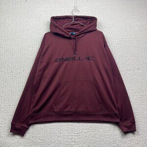 Y2K O'Neill Hoodie Mens Skater Sweatshirt Jacket Burgundy Red Sz L Embroidery